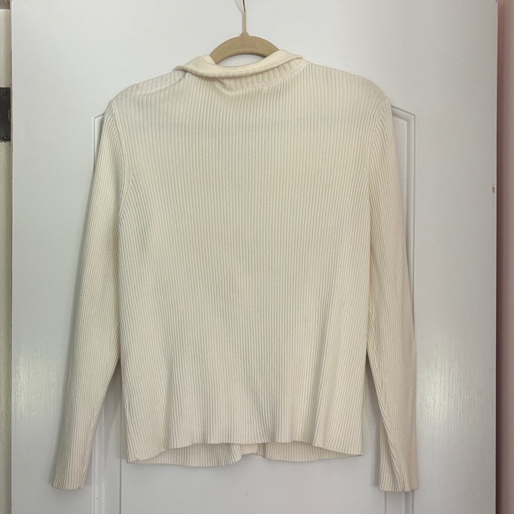Charter Club Ivory Ribbed Button Jacket - Picture 3 of 3